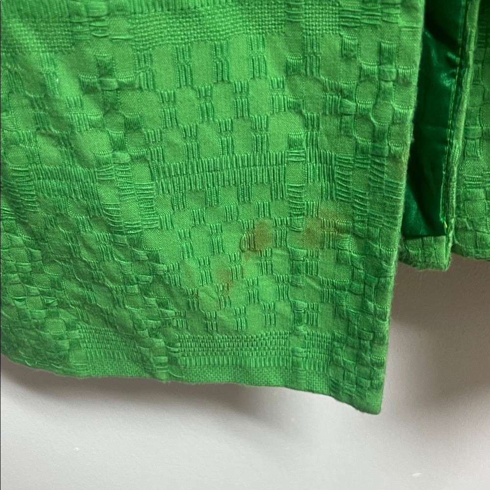 Milly Vibrant Green Woven Cotton Retro 3/4 Sleeve Coat Gold Buttons Size 2 - Picture 9 of 10